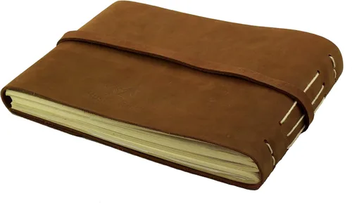 Miniatura 2 de Álbum de fotos rústico de cuero genuino con caja de regalo, páginas estilo álbum de recortes, capacidad para 60 fotos de 4 x 6 o 5 x 7 pulgadas