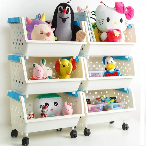 Miniatura 6 de Cofre para juguetes de niños, gran canastilla de almacenamiento, organizador con ruedas, se mueve a todas partes, natural/primario, colección