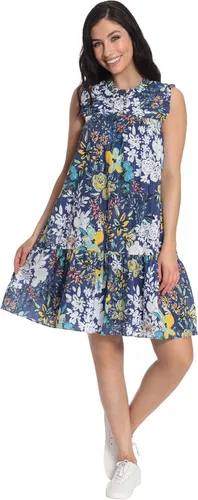 Miniatura 2 de London Times Vestido Popover escalonado sin mangas y cuello con volantes para mujer