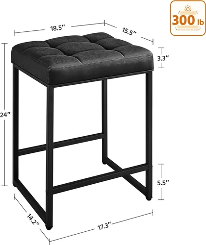 Miniatura 2 de Yaheetech Juego de 2 taburetes de bar de 24 pulgadas de altura de mostrador, taburetes de isla de cocina sin espalda, taburetes de piel sintética