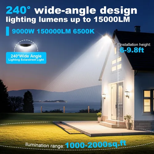 Miniatura 3 de Luz solar de calle de 6500 K, luz solar IP66 impermeable con sensor de movimiento con control remoto, funciona con energía solar del atardecer al