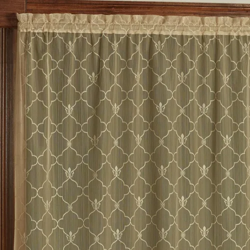 Miniatura 2 de Touch of Class Panel de cortina de encaje con diseño de flor de lis victoriano para tratamiento de ventana - Poliéster - Oro antiguo - Panel de Oro