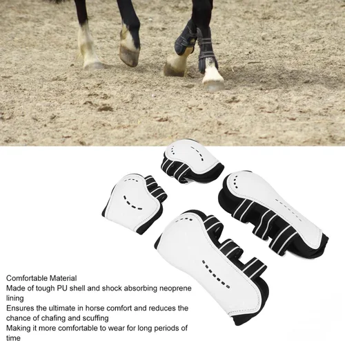 Miniatura 7 de Zerodis 4 botas de caballo, botas de tendón de caballo con frente abierto, botas ajustables y ligeras para pierna de caballo con correas de hebilla