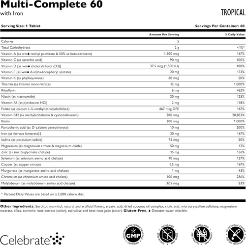 Miniatura 3 de Celebrate Vitamins - Masticables multicompletos, 60 mg de hierro, multivitamínico bariátrico diario para pacientes con gastrectomía de manga