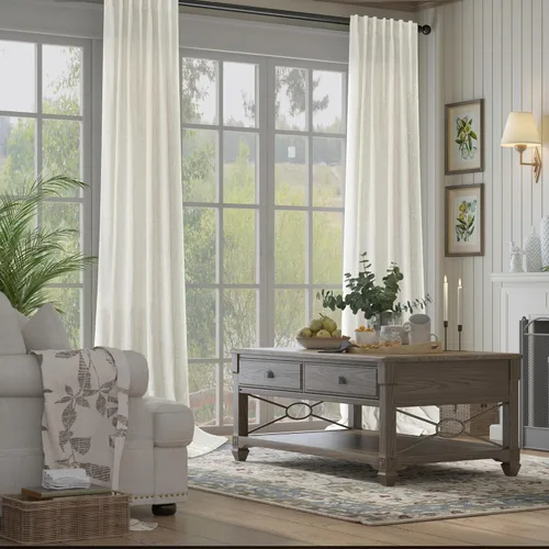 Miniatura 300 de Cortinas de lino gris claro, 2 paneles, presillas traseras, bolsillo para cortinero, semitraslúcidas, ahorran energía, estilo rústico, arpillera