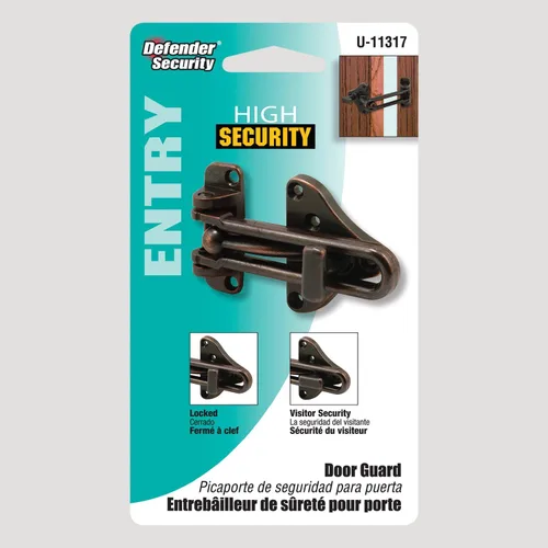Miniatura 3 de Prime-Line U 11317 Cerradura de barra con bisagras, 3-7/8 pulgadas, protector de puerta de alta seguridad, zinc fundido a presión, acabado clásico