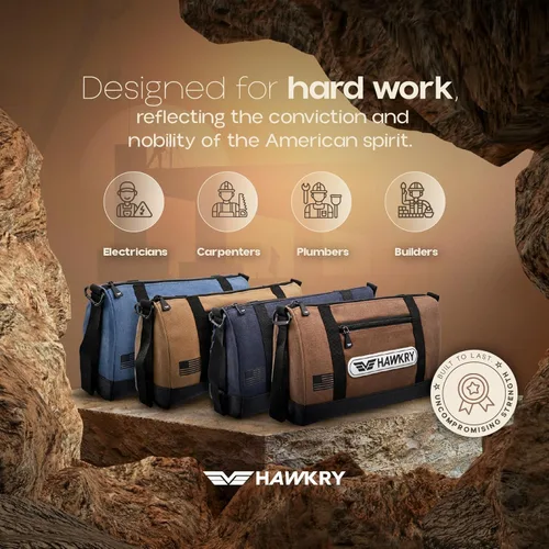 Miniatura 8 de HAWKRY Juego de 4 bolsas de herramientas de lona – Bolsas organizadoras de herramientas resistentes con cremallera, bolsas de herramientas pequeñas