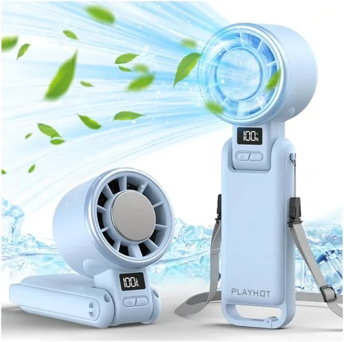Miniatura 14 de PlayHot Ventilador Portátil de Mano Mejorado con Enfriamiento de Hielo de 60°F, Hasta 12Hrs de Funcionamiento, Ventiladores de Mano Portátiles de 5