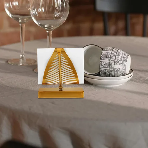 Miniatura 4 de Veemoon Modern Metal Napkin Holder Stand Large Upright Tissue Dispenser with Leaf Design, Gold Rustic Kitchen and Dining Table Organizer for