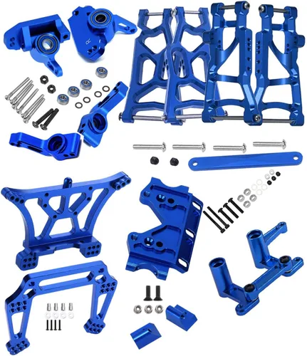 Pieza de actualizaciones para barra 1/10 2WD, brazo de suspensión delantero trasero de aleación, bloque de ruedas, bloques de dirección, portadores