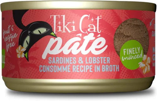 Tiki Cat Grill - Alimento húmedo para gatos, sardinas y consomé de langosta, latas de 2.8 onzas (12 unidades)