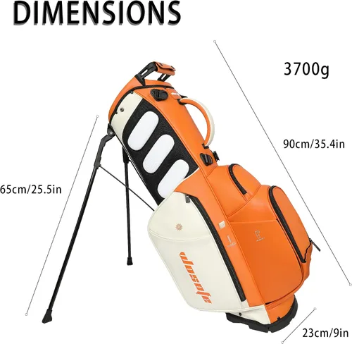 Miniatura 2 de WOSOFE PU Golf Bag with 6/14 Way Top Dividers Automatically Adjustable Dual Straps Elegant Design for Men Women Pu Golf Stand Bag with Multiple
