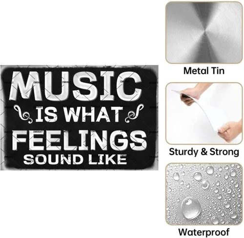 Miniatura 3 de EMOHAT Cartel de pared de metal para decoración de pared, letrero musical "Is What Feelings" Sound Like de aluminio, decoración de pared, hogar