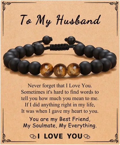 Miniatura 12 de Pulsera de Hombre UNGENT THEM de Piedra Natural, Regalo de Graduación, Cumpleaños, Navidad, San Valentín para Adolescentes, Hijo, Papá, Hermano