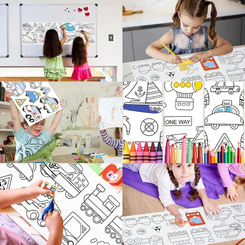 Miniatura 7 de Rollo de dibujo para niños, rollo de papel para colorear para regalo de niños, 120 x 11.8 pulgadas, rollo de papel de dibujo de bricolaje, rollo