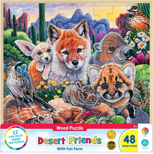 Miniatura 15 de Masterpieces Rompecabezas de 48 piezas de hechos divertidos para niños, rompecabezas de madera del arca de Noé, 12 x 12 pulgadas