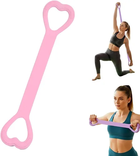Miniatura 10 de Figura 8 bandas de resistencia para mujer, nueva banda de resistencia con asas para entrenamiento, cuerdas elásticas para entrenamiento de Rosa