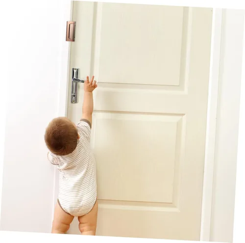 Miniatura 9 de Housoutil Cerradura a prueba de niños del refuerzo de puerta de la cerradura de puerta fácil instalar el perno de aluminio de la bisagra de Brown