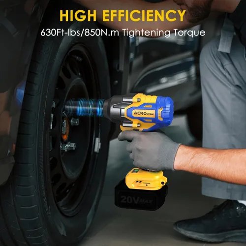 Miniatura 5 de ACROPOW - Llave de impacto inalámbrica compatible con batería DEWALT 20V MAX, 1/2 pulgada, pistola de impacto de alto par sin escobillas de 665