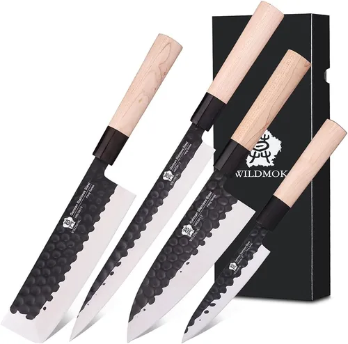 Miniatura 7 de Cuchillo Deba WILDMOK de 7 pulgadas, cuchillo Usuba asiático para salmón, cuchillo Sashimi de acero inoxidable alemán con hoja y mango de madera