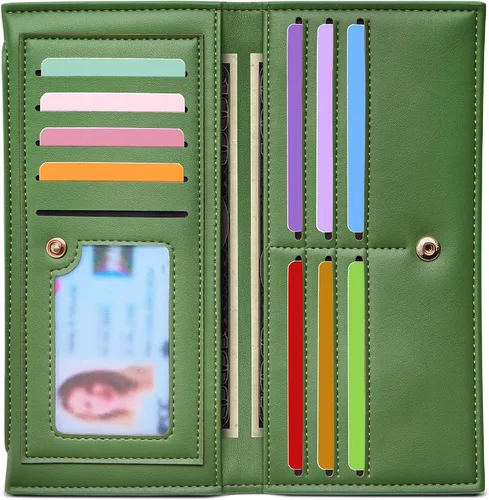 Miniatura 15 de Tipmile Cartera ultra delgada para mujer, cartera de cuero plegable para mujer, cartera RFID, cartera de bloqueo RFID para tarjetas de crédito