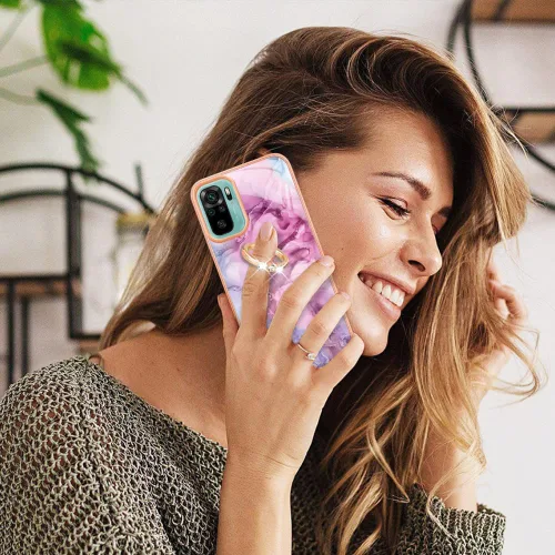 Miniatura 6 de XYX Case Compatible with Xiaomi Redmi Note 10s, TPU Marble Shockproof Bumper Slim Full-Body Protective Phone Case Cover with 360 Rotating Ring Light