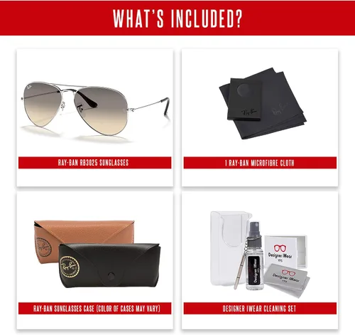 Miniatura 9 de Ray-Ban RB3025 - Lentes de sol de aviador de metal para hombre y mujer + paquete con kit de cuidado de gafas iWear de diseñador