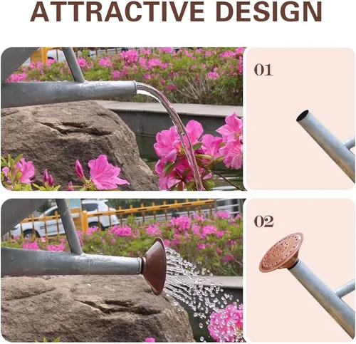 Miniatura 6 de Regadera de metal, latas de riego de un galón de acero inoxidable para riego de plantas de jardín interiores y exteriores (zinc de 1 galón)