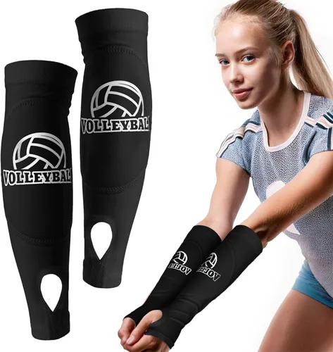 CIATBYYJ Mangas de voleibol para brazos, mangas de antebrazo con almohadillas de espuma de protección y orificio para el pulgar, manga acolchada
