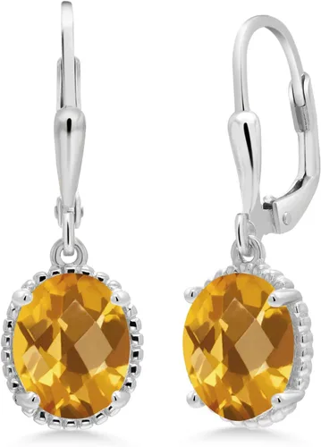 Miniatura 128 de Gem Stone King Aretes colgantes de gota para mujer, plata de ley 925, piedra natal ovalada de 0.354 x 0.276 in, joyería fina, regalos para ella