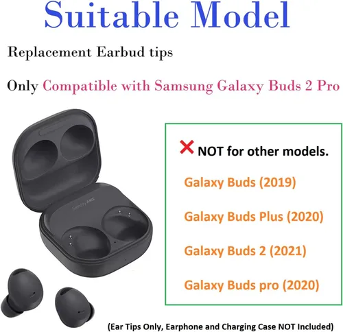 Miniatura 4 de 6 pares de puntas negras de repuesto de silicona S/M/L para Galaxy Buds 2 Pro, compatibles con Samsung Galaxy Buds 2 Pro