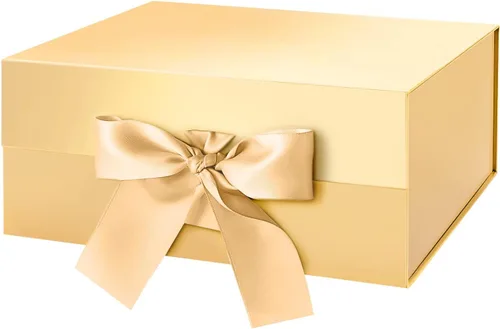 Caja de regalo de Navidad HAPPY POTATO con cinta 9x6.5x3.8 pulgadas, cajas de propuesta para dama de honor con tapa, caja de regalo magnética dorada