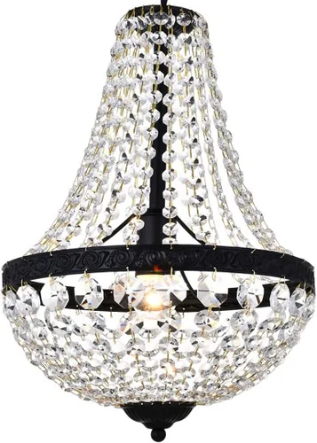 Miniatura 5 de Bestier Moderno imperio francés con acabado negro de granja, lámpara colgante de cristal de granja, lámpara LED de techo, lámpara de comedor, baño