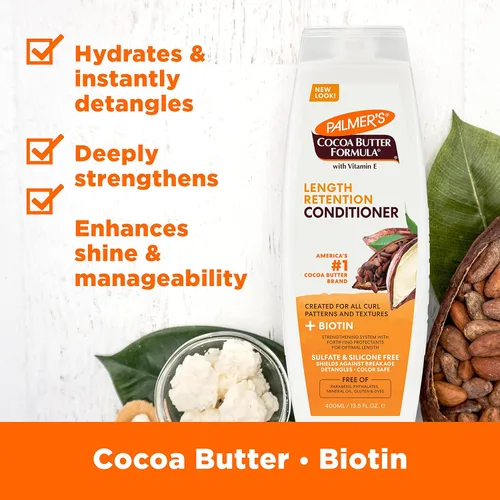 Miniatura 3 de Palmer's Acondicionador de retención de longitud de manteca de cacao y biotina, 13.5 onzas