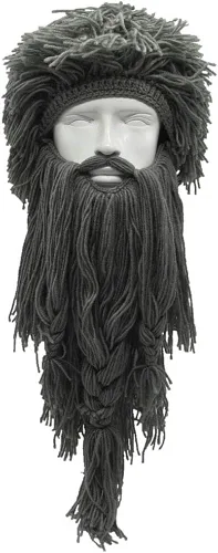 Miniatura 3 de Creative Barbarian Knit Beard Hat Funny Knit Hat Wig Beanie Hat Beard Facemask