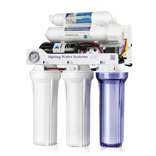 Miniatura 9 de iSpring RCC7D 75 GPD Sistema de filtro de agua de ósmosis inversa/desionización, elimina TDS, cloro, fluoruro, plomo y más, cabe debajo