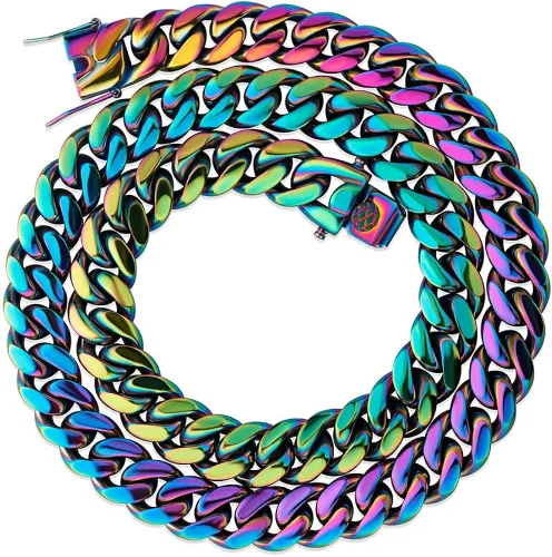 TOPGRILLZ Collar de cadena de eslabones cubanos de acero inoxidable pulido de 0.399 in para hombres y mujeres, joyería de hip hop, Latón, Circonia