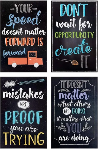 Miniatura 7 de Juvale Paquete de 20 carteles motivacionales de 13 x 19 pulgadas para el aula, decoración de pared estilo pizarra, decoración de aula, decoración