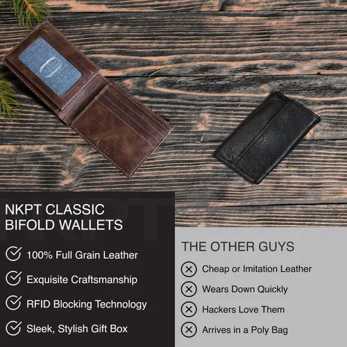 Miniatura 3 de NKPT - Cartera plegable de piel para hombre, alta capacidad RFID, cartera Rfid, talla única
