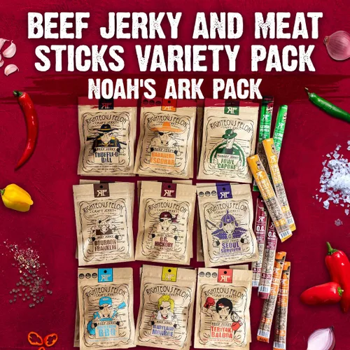 Miniatura 6 de RIGHTEOUS FELON Paquete Variado de Cecina de Res y Palitos de Carne, Alta en Proteína, Baja en Carbohidratos, Baja en Azúcar, Sin Gluten, Bocadillos