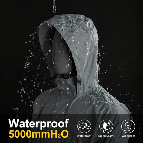 Miniatura 34 de 33,000ft - Chaqueta de lluvia impermeable y plegable para hombre, ligera, con capucha, cortavientos ideal para golf o ciclismo