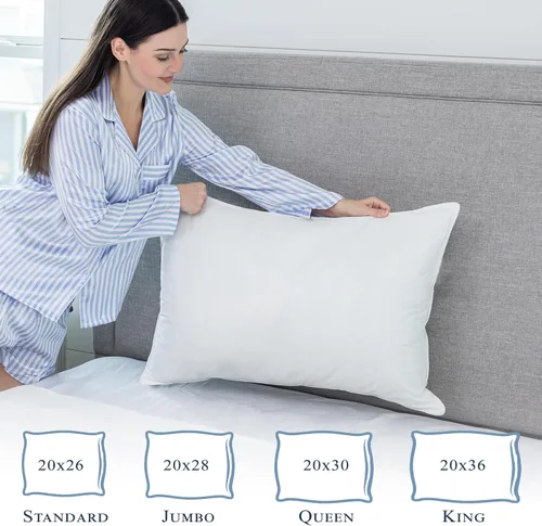 Miniatura 5 de 100% algodón, a prueba de plumas, protector de almohada, reduce los golpes con fundas hipoalergénicas, transpirables, lavables a máquina