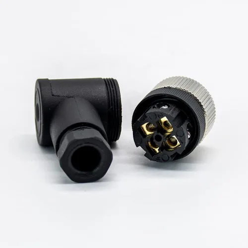 Miniatura 8 de Elecbee M12 4-Pin A-Coded Hembra Conector de la prenda impermeable IP67 de la terminación de la junta de tornillo de ángulo recto no blindado