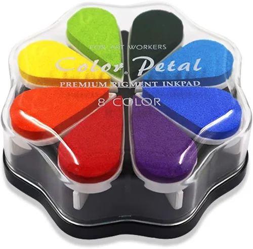 8 colores en forma de pétalo para manualidades, sellos de almohadilla de tinta para manualidades, color de pareja, almohadillas de sello de tinta