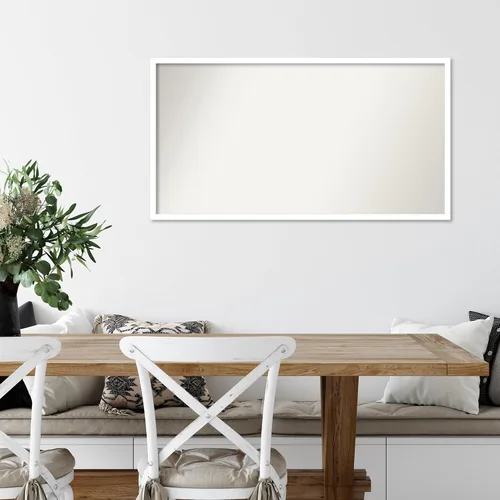 Miniatura 1131 de Amanti Art Espejo de baño blanco para sobre el fregadero, 32 x 45 pulgadas, espejo de tocador rectangular blanco esbelto, marco de madera moderno