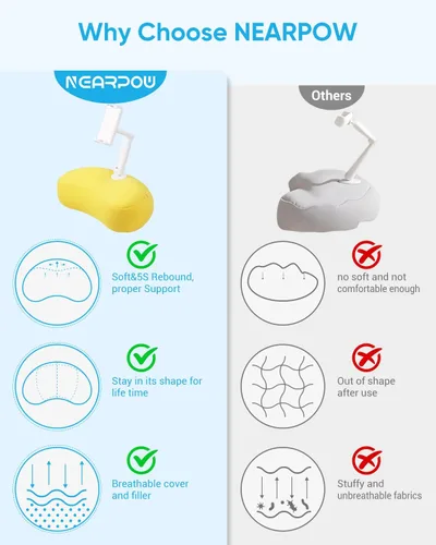 Miniatura 8 de NEARPOW Almohada con soporte para tablet, compatible con teléfono/tableta de 4.7 a 15.6 pulgadas, iPad, iPhone, Samsung, Google, Kindle, soporte