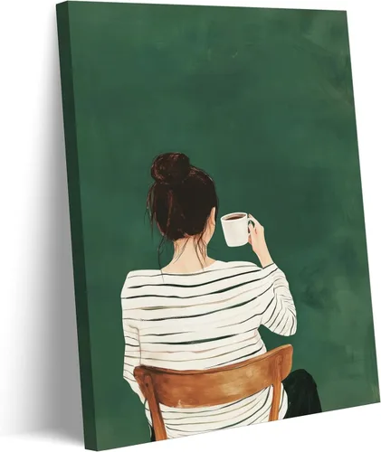 Miniatura 9 de Lienzo de mujer afroamericana, arte de pared de niña negra leyendo en el baño, imagen de arte de pared verde simplicidad mujer negra, póster