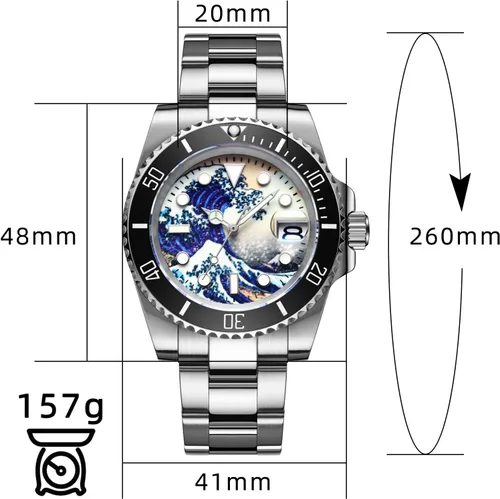 Miniatura 6 de ADDIESDIVE Reloj de buceo automático estéril para hombres Surf Dial pulsera de acero inoxidable MY-H3-2