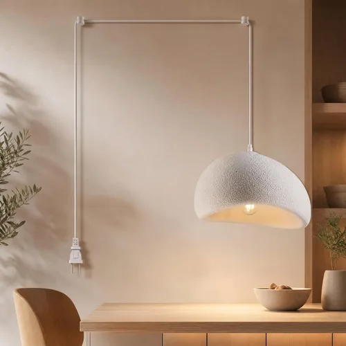 Miniatura 11 de Luces Colgantes Wabi Sabi de Tamaño Mini de 11.8 pulgadas, Blanco, Candelabro Moderno Japandi, Accesorio de Iluminación para Isla de Cocina