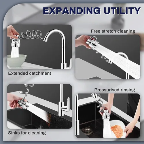 Miniatura 5 de Yitexin Accesorio rociador de grifo para fregadero, 3 modos de salida de agua, extensor de grifo con manguera elástica, cabezal rociador